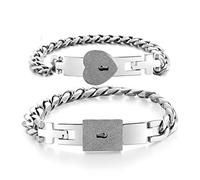 Coppia di braccialetti in acciaio inox con ciondolo a forma di cuore per attrarre il fidanzato e la fidanzata, Misura unica, come descritto