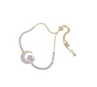 Coppia di bracciali da tennis scintillanti e regolabili con cursore e zirconi, per donna, luna e bracciale, per cristalli, Taglia unica, Metallo, Nessuna pietra preziosa
