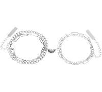 Coppia di bracciali per coppie, in acciaio al titanio, per lui e per la tua distanza, set coordinato per Natale, anniversario, matrimonio, compleanno, San Valentino, Mittelgroße, Mittelgroße, Pelle