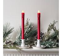Coppia di Candele rosse sottili a pile di Lights4fun