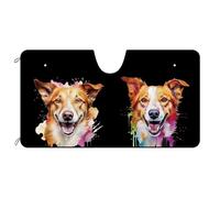 Coppia di Cani Podengo Portoghese Parasole Auto Parabrezza Portabile Copri Parabrezza per Car Impermeabile Copri Vetro Car Universale per Estate Camion SUV M