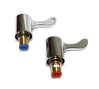 Coppia di cartucce compatibili VS01-C24 e manico cromato a 24 scanalature Reviver Set per miscelatore Bristan da 7,6 cm per lavabo da cucina serie BLH251