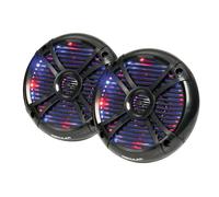Coppia di casse a due vie con LED RGB progr. 6,25 nere Marine Nautiche Altoparl