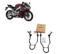 Coppia di cavalletti alzamoto alza moto WinNet compatibili con Aprilia rs 457 per alzare sollevare la ruota gomma posteriore con forchette a V e anteriore di dietro e davanti retrotreno e avantreno