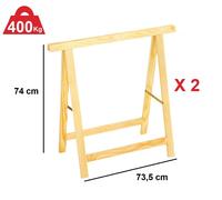 Coppia di Cavalletti Cavalletto in Legno di Richiudibile cm 73,5x74h Max 400 kg