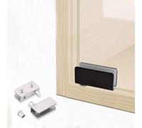 Coppia di cerniere a perno per ante in vetro, materiale in acciaio inossidabile, installazione senza foratura, protezione dei bordi in gomma, adatte per porte fisse e battenti (nero)