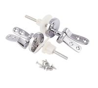 Coppia di cerniere cromate per sedile WC, per sedili in legno, fissaggi regolabili con viti incluse