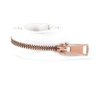 Coppia di cerniere in metallo resistenti, 5#, 15-80 cm con blocco automatico, adatte per cappotti, scarpe e tasche,Bianco e oro rosa,Aperto-70cm