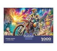 Coppia di che si su una moto con cuori_1 1000 Pezzi Puzzle Fai Da Te Per Sviluppare Competenze Nella Risoluzione Di Problemi Motocross Rider Vibrant Art eccellente Per Animare Feste E Regal