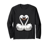 Coppia di cigni Forma Cuore Illustrazione Maglia a Manica