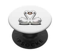 Coppia di cigni forma cuore illustrazione PopSockets PopGrip Adesivo