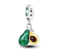 Coppia di ciondoli a forma di avocado, frutta, verdura, cuoco, cibo, amore, in argento Sterling 925, compatibile con braccialetti Pandora
