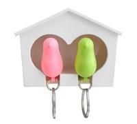 Coppia di coppia Sparrow Bird House Whistle Helder Key - Portachiavi Parete House Bird House | 2 anelli attaccati all'uncinetto | Romantico organizzatore per la casa | Keychains Keyhouse Shape