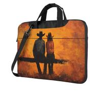 Coppia di cowboy e cowgirl su una recinzione, borsa per laptop, custodia per laptop, borse per computer, custodia imbottita per donne e uomini