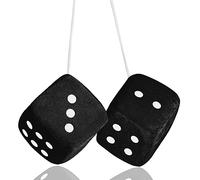 Coppia Di Cubi Peluche Decorazione Ciondolo Da Appendere Auto Specchietto Interno Fuzzy Cube Ornamento Appendere In Peluche Accessori Auto Ciondolo Auto Specchietto Interno 2.75 Pollici Nero