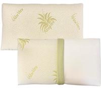 Coppia di Cuscini Guanciali in Memory Foam per Dormire Comodamente - Modello Saponetta - Fodera in Aloe Vera Antiacaro - Guanciale Modello Saponetta Ideale per Supporto al Collo Italia cm.50 X80
