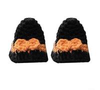 Coppia di decorazioni per leva del freno a maglia, per biciclette, con graziosi cappelli in varie forme di cartoni animati con lacci fissi per un facile fissaggio su bici da strada (cappello da strega