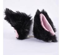 Coppia di decorazioni per orecchie in peluche per casco da moto, accessori affidabili per migliorare l'aspetto dell'attrezzatura da equitazione (nero)