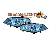 Coppia Di Fari Proiettori LED Dragon Clear Chrome Per Renault Megane 02-05