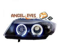 Coppia Di Fari Proiettori LHD Angel Eyes Chiari Neri Per BMW 3 Series E90 91
