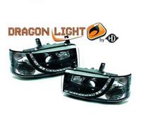 Coppia Di Fari Proiettori LHD LED Drago Chiari Neri H1 H1 Per VW T4 90-03