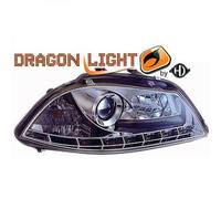 Coppia Di Fari Proiettori LHD LED Dragon Clear Chrome Per Seat Ibiza 02-08