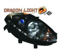 Coppia Di Fari Proiettori LHD LED Dragon DRL Chiari Neri Fiat Bravo 07-10