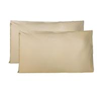 Coppia di Federe 100% Puro Cotone 40x70 CM, Set di 2 Tessuti per Cuscino Letto, Chiusura a Busta, Tinta Unita, Misura Standard - Beige