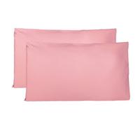 Coppia di Federe 100% Puro Cotone 40x80 CM, Set di 2 Tessuti per Cuscino Letto, Chiusura a Busta, Tinta Unita, Misura Standard - Rosa