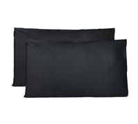 Coppia di Federe 100% Puro Cotone 50X70 CM, Set di 2 Tessuti per Cuscino Letto, Chiusura a Busta, Tinta Unita, Misura Standard - Nero