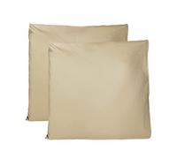 Coppia di Federe 100% Puro Cotone 60x60 CM, Set di 2 Tessuti per Cuscino Letto Made in Italy, Chiusura a Busta, Tinta Unita, Misura Standard - Beige