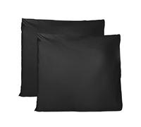 Coppia di Federe 100% Puro Cotone 60x60 CM, Set di 2 Tessuti per Cuscino Letto Made in Italy, Chiusura a Busta, Tinta Unita, Misura Standard - Nero