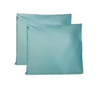 Coppia di Federe 100% Puro Cotone 65x65 CM, Set di 2 Tessuti per Cuscino Letto, Chiusura a Busta, Tinta Unita, Misura Standard - Verde Scuro