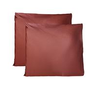 Coppia di Federe 100% Puro Cotone 65x65 CM, Set di 2 Tessuti per Cuscino Letto, Chiusura a Busta, Tinta Unita, Misura Standard - Bordeaux