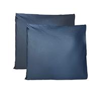 Coppia di Federe 100% Puro Cotone 65x65 CM, Set di 2 Tessuti per Cuscino Letto Made in Italy, Chiusura a Busta, Tinta Unita, Misura Standard - Blu Navy