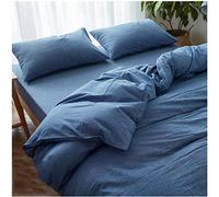 Coppia di federe casalinghe in tessuto di puro cotone, facili da pulire, lavabili in lavatrice-45 cm x 75 cm_Blu denim