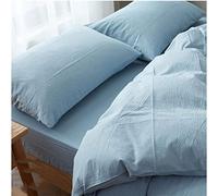 Coppia di federe casalinghe in tessuto di puro cotone, facili da pulire, lavabili in lavatrice-45 cm x 75 cm_Azzurro
