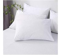 Coppia di federe casalinghe in tessuto di puro cotone, facili da pulire, lavabili in lavatrice-48 cm X 74 cm_Griglia nera