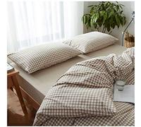 Coppia di federe casalinghe in tessuto di puro cotone, facili da pulire, lavabili in lavatrice-60 cm x 90 cm_Griglia piccola miele di terra