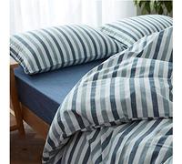 Coppia di federe casalinghe in tessuto di puro cotone, facili da pulire, lavabili in lavatrice-60 cm x 90 cm_Strisce blu e bianche