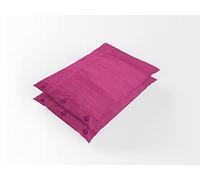 coppia di federe copricuscino art candy copriguanciale per cuscino da letto 50x80cm in fibra di cotone con chiusura laterali a bottone colorati tinta unita colore rosone fucsia