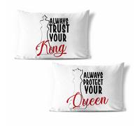 Coppia di federe da letto always trust your king always protect your queen