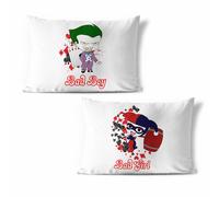 Coppia di federe da letto joker bad boy e harley bad girl