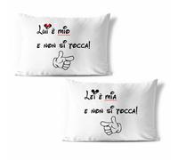 Coppia di federe da letto lei è mia e non si tocca lui è mio e non si tocca