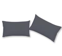 BIANCHERIAWEB Coppia di Federe in 100% Cotone in Tinta Unita Colore Piombo
