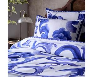 Coppia di federe in cotone stampato Paoletti Azzurro - Blu