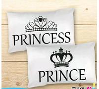 Coppia di Federe Love Personalizzate CoN "PRINCE AND PRINCESS" regalo unico