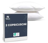 Coppia di Federe per cuscini 50x75 - Set da 2 Copricuscini Letto Matrimoniale Impermeabili con Cerniera - Certificato Oeko-Tex - Tecnologia Twinzen Copri Cuscino Letto Bianco