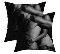 Coppia di federe per cuscini sexy con amore afroamericano nudo uomo donna moderno velluto nero decorazione in poliestere per interni ed esterni casa hotel camera da letto soggiorno federe 50,8 x 50,8