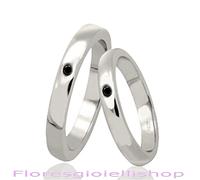 Coppia di fedi - fedine in argento 925 con 2 diamanti neri. Fedina anniversario